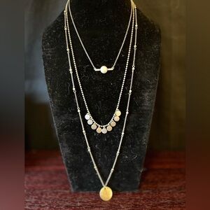 Lucky Brand Silver Layered 3 Necklaces in the 1 Set